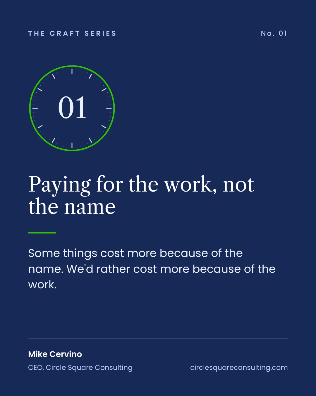 The Craft Series: Paying for the work, not the name